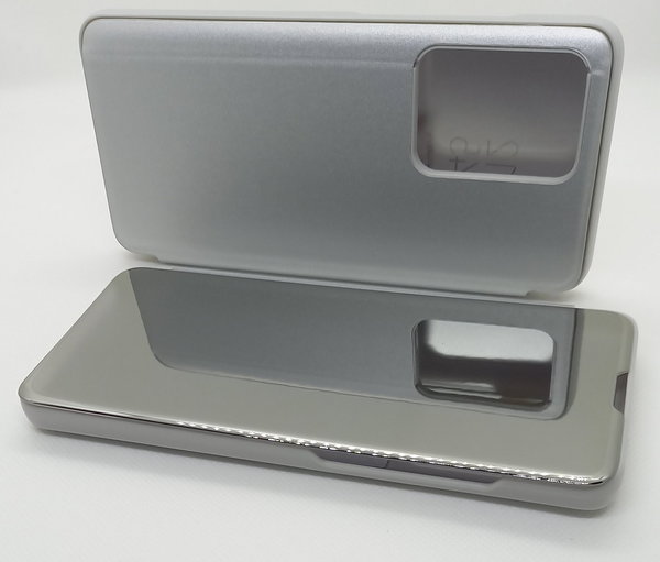 Samsung S20 Ultra geeignete Hülle Spiegel Clear View silberfarben