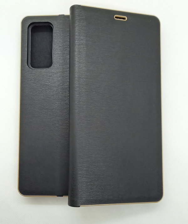 Handytasche Luna Book Gold schwarz passend für Samsung S20 FE
