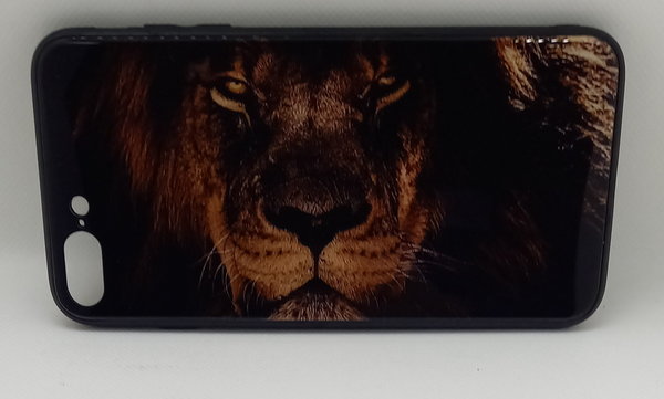 iPhone 8+ geeignete Hülle Back Cover Glas Case Motivhülle Lion