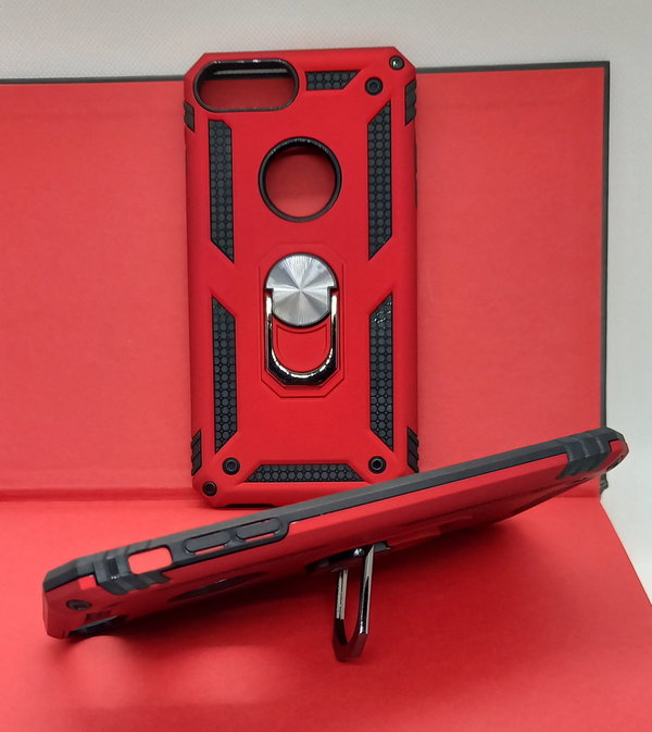 iPhone 7+ geeignete Hülle Outdoor Handyhülle mit Ringhalterung rot