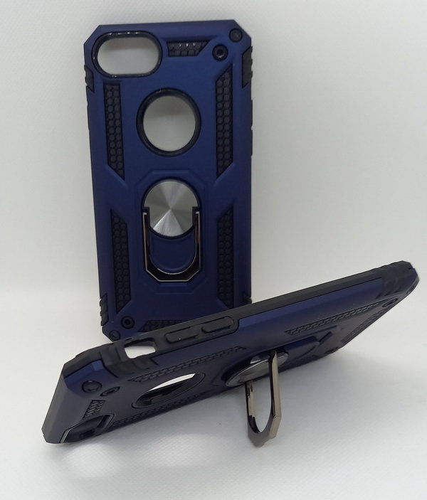 iPhone 7 geeignete Hülle Outdoor Handyhülle mit magnetischer Ringhalterung blau