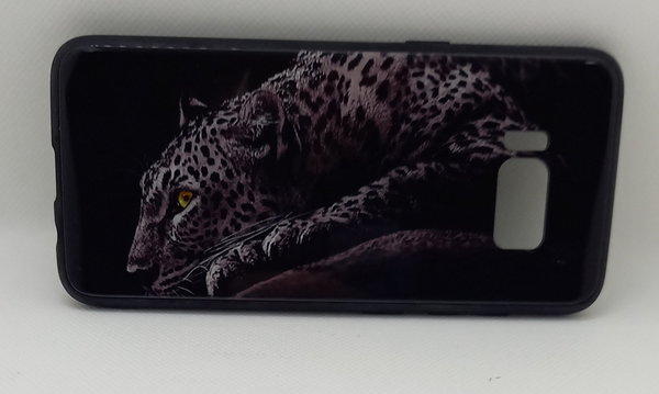 Handyhülle für Samsung S8 geeignet Back Cover Glas Case Motiv Leopard