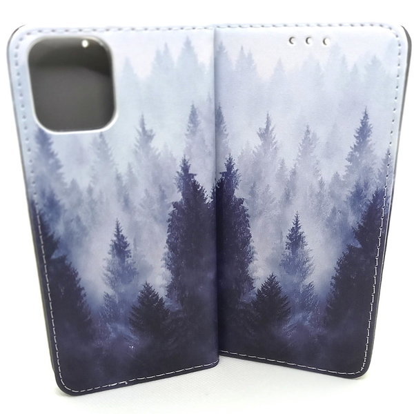 Handytasche iPhone 12 geeignet Book Case mit Muster Winter Forrest