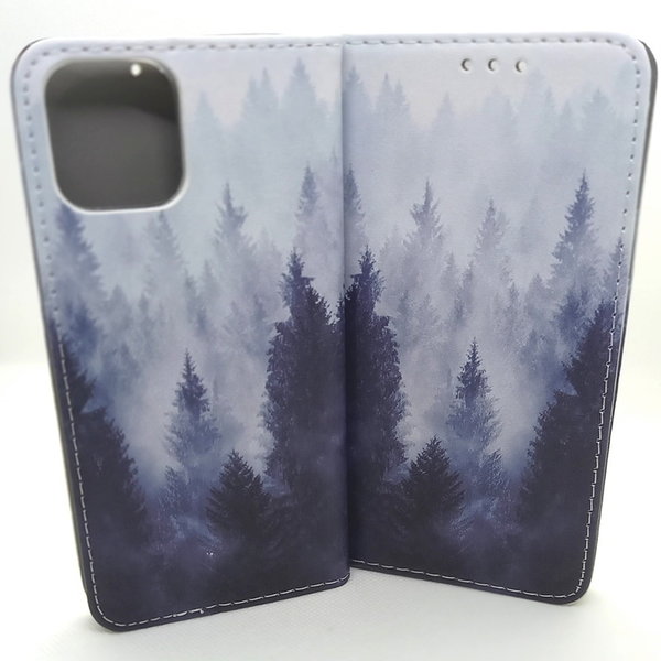 Handytasche für iPhone 12 mini geeignet Book Case Winter Forrest