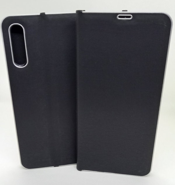 Handytasche Luna Book Silver schwarz passend für Samsung A70