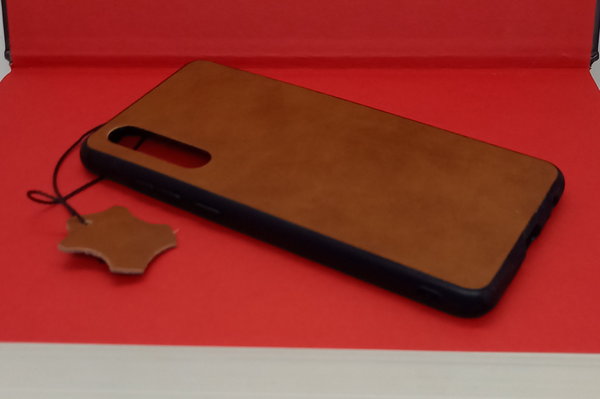 Huawei P30 geeignete Hülle aus Genuine Leather TPU braun