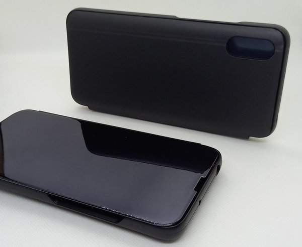 Xiaomi Redmi 9A geeignete Hülle Spiegel Clear View Case schwarz
