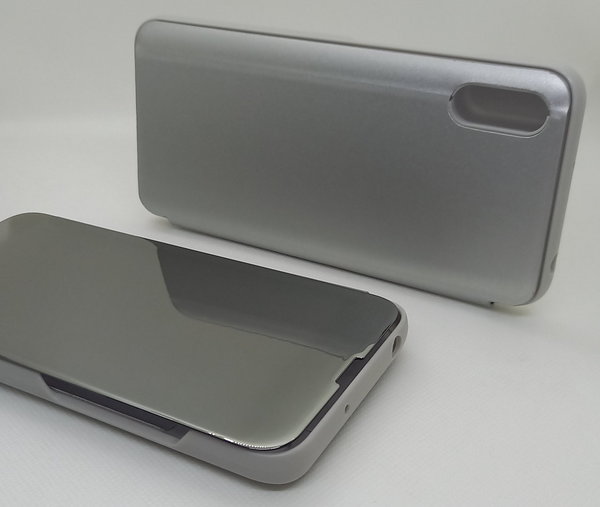 Xiaomi Redmi 9A geeignete Hülle Spiegel Clear View Case silberfarben