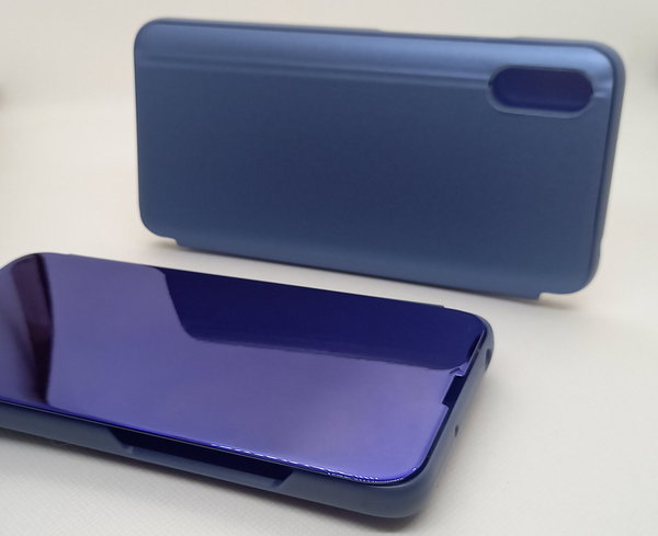 Xiaomi Redmi 9A geeignete Hülle Spiegel Clear View Case blau