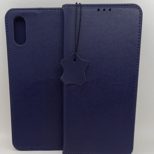 Xiaomi Redmi 9A geeignete Handytasche aus Genuine Leather in Navy Blue