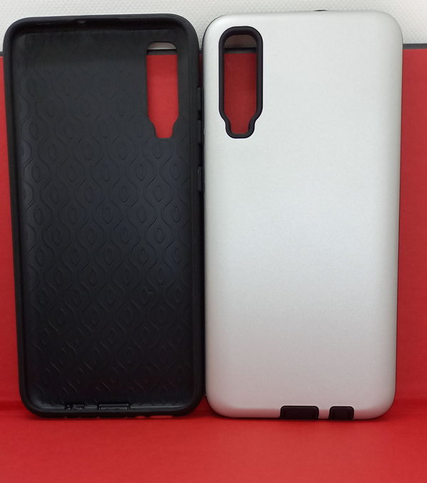 Handyhülle für Samsung A70 geeignet Back Cover Hard Case Smooth in grau und schwarz