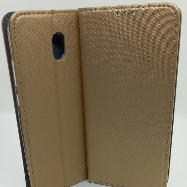 Xiaomi Redmi 8A geeignete Handytasche Book Case geriffelt goldfarben