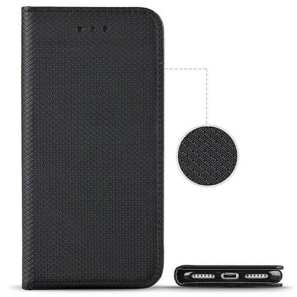 Xiaomi Redmi 8A geeignete Handytasche Book Case geriffelt schwarz