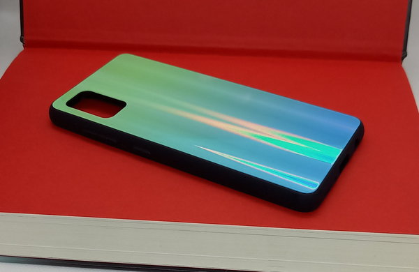 Handyhülle Back Cover passend für Samsung A41 mit Magic Glas Polareffekt grün