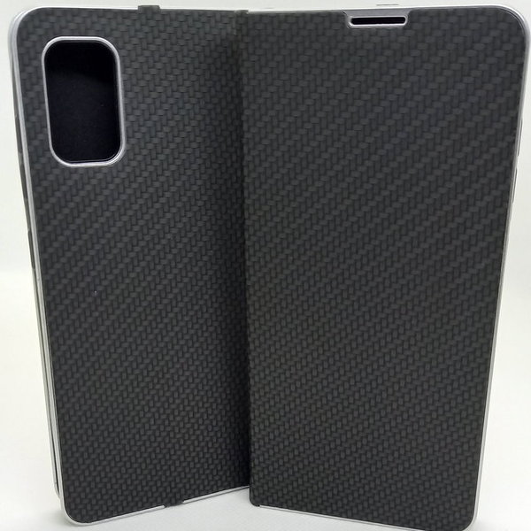 Handytasche Samsung A41 geeignet Book Case im Carbon Look schwarz