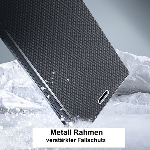 Handytasche Samsung A41 geeignet Book Case im Carbon Look schwarz
