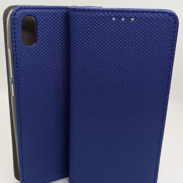 Xiaomi Redmi 7A geeignete Handytasche Book Case geriffelt Navy Blue