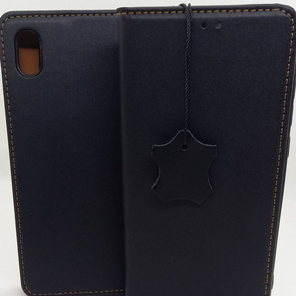 Xiaomi Redmi 7A geeignete Handytasche aus Genuine Leather in schwarz