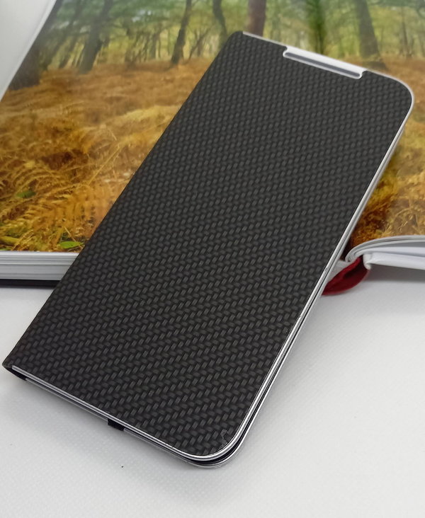 Handytasche "Carbon-Look" schwarz passend für Xiaomi Redmi Note 7