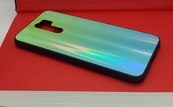 Xiaomi Redmi 9 geeignete Hülle Back Cover mit Magic Glas Polareffekt grün