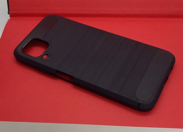 Huawei P40 Lite geeignete Hülle Silikon Case mit Carbon Muster schwarz