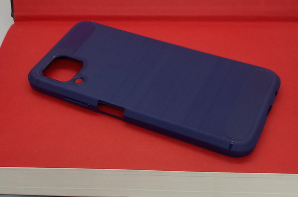 Huawei P40 Lite geeignete Hülle Silikon Case mit Carbon Muster Navy Blue