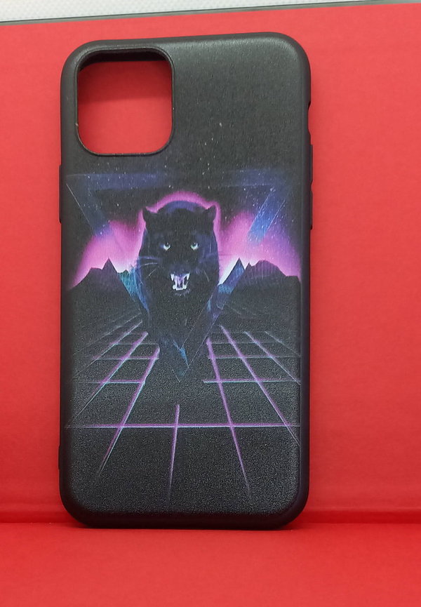 Hülle für iPhone 11 Pro geeignet Back Cover Hülle Silikon Case Black Puma Muster