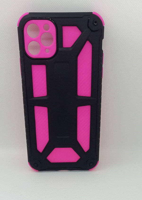 iPhone 11 Pro Max geeignete Hülle Silikon Case 2in1 schwarzrosa