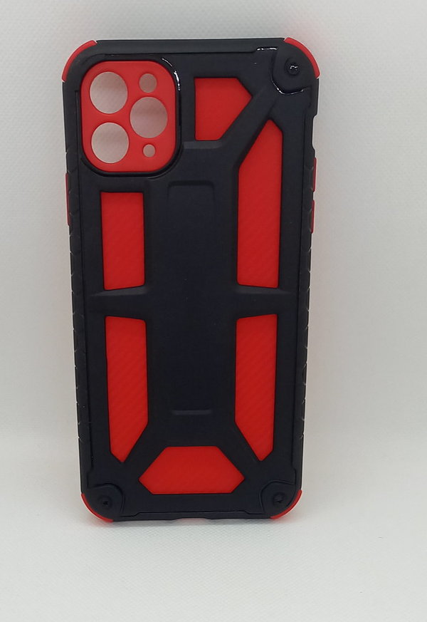 iPhone 11 Pro Max geeignete Hülle Silikon Case 2in1 schwarzrot