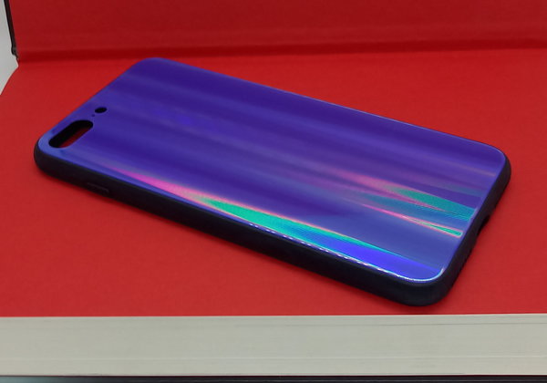 iPhone 8+ geeignete Hülle Back Cover mit Magic Glas Polareffekt blau