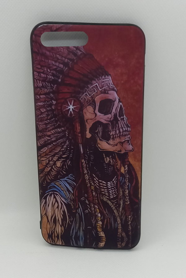 Back Cover Hülle Silikon Case passend für iPhone 8+ Indian Skull