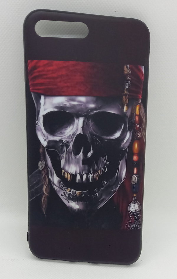 Back Cover Hülle Silikon Case passend für iPhone 8+ Pirat Skull
