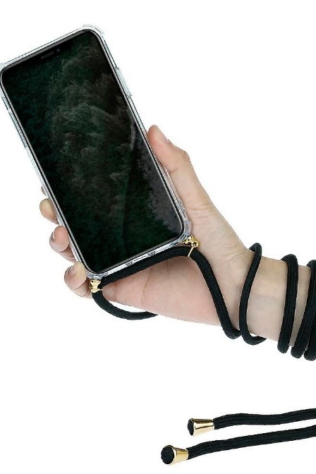 Handyhülle für Samsung A52 geeignet transparent mit Kordel schwarz