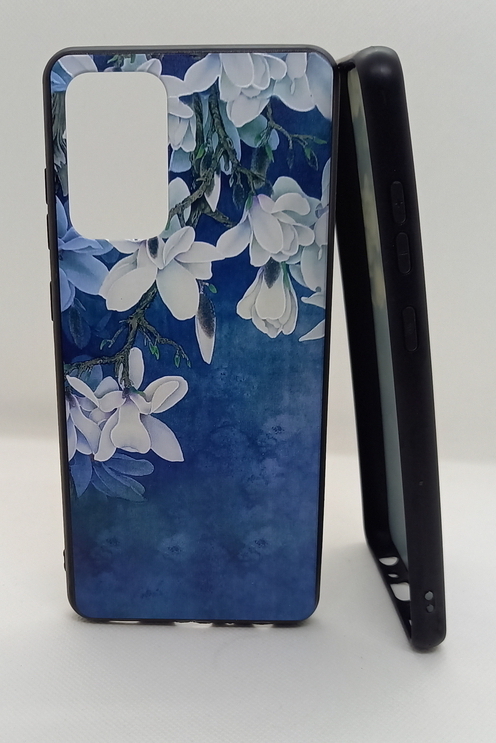Samsung A72 geeignete Hülle Back Cover mit 3D Druck Motiv Flower blue