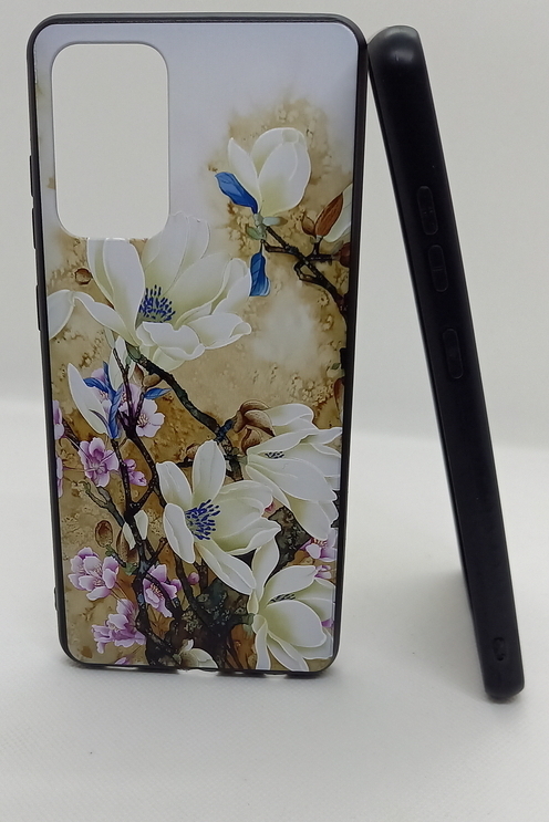 Samsung A72 geeignete Hülle Back Cover mit 3D Druck Motiv Flower White