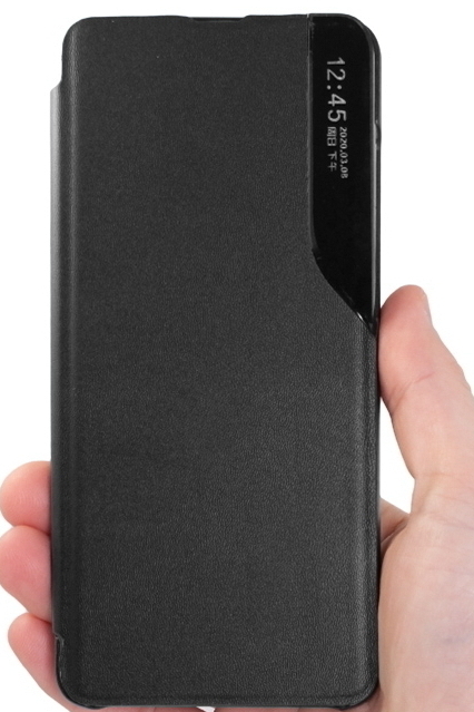 Handyhülle für Samsung A52 geeignet Smart View Hülle Kunstleder schwarz
