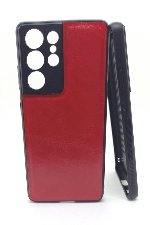 Handyhülle für Samsung S21 Ultra geeignet Kunstleder und Silikon rot