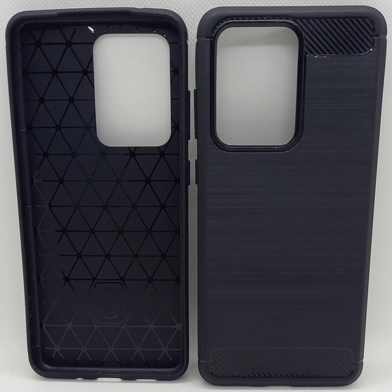 Hülle Silikon Case passend für Samsung S20 Ultra 5G Carbon Muster schwarz