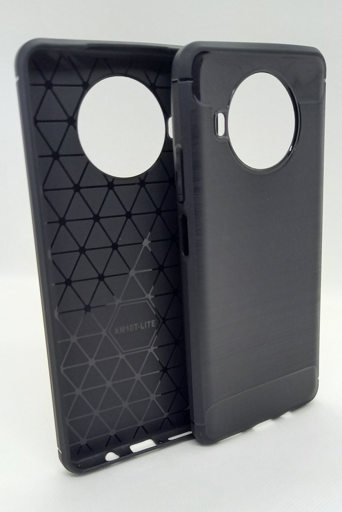 Xiaomi Mi 10T Lite geeignete Hülle Silikon Case mit Carbon Muster schwarz