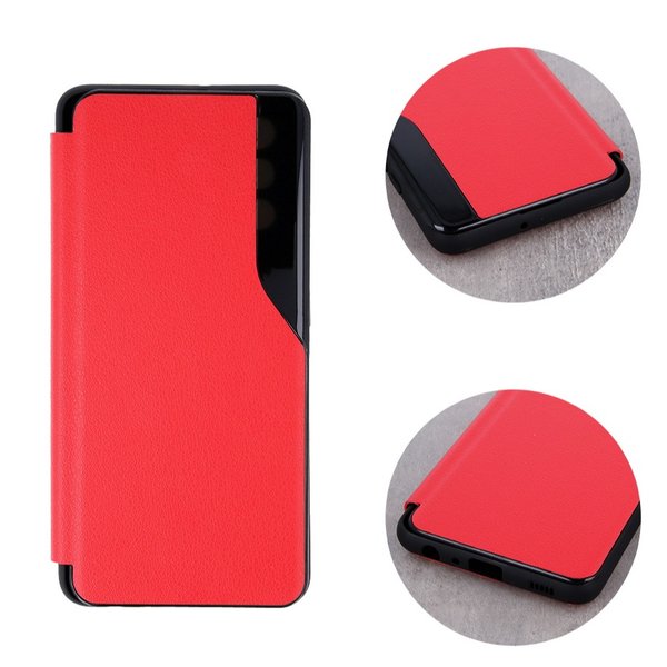 Samsung A72 geeignete Hülle Smart View Case aus Kunstleder rot