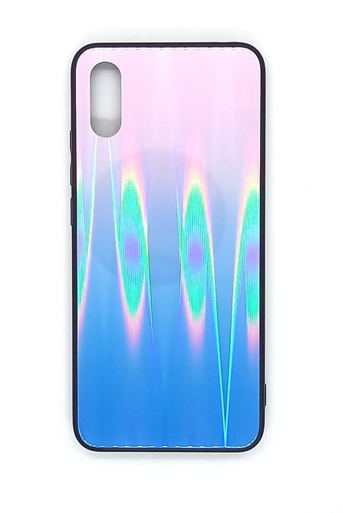 Xiaomi Redmi 9A geeignete Hülle Back Cover mit Magic Glas Polareffekt hellblau