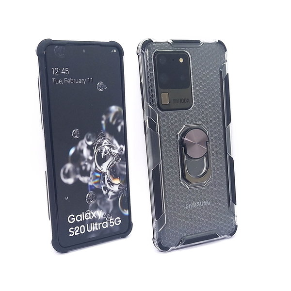 Back Cover Hülle Hard Case passend für Samsung S20 Ultra 5G transparent schwarz