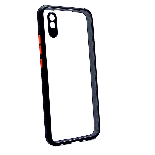 Xiaomi Redmi 9A geeignete Hülle Back Cover Hard Case schwarz orange